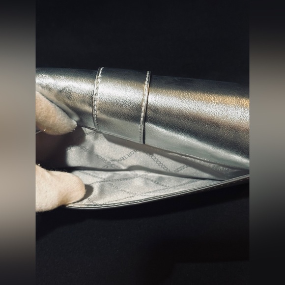 Michael Kors Penelope Medium Metallic Faux Leather Clutch - Picture 10 of 11